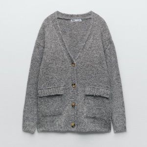 zara long knit cardigan